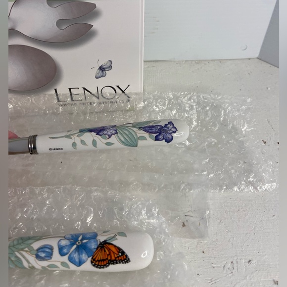 NIB Lenox Butterfly Meadow 2 Piece Serving Set Spoon and Slotted Spoon - Picture 6 of 11